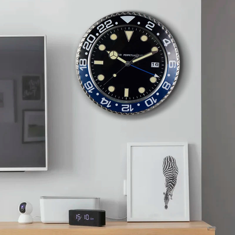 Luxury Metal Wall Clock - Modern 34cm Luminescent Home Decor