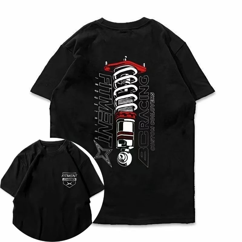 2026 Summer Pure Cotton Heavyweight American Style BC Short-Sleeve Car Modified T-Shirt, Loose-Fitting, Twisted-Neck, Versatile,