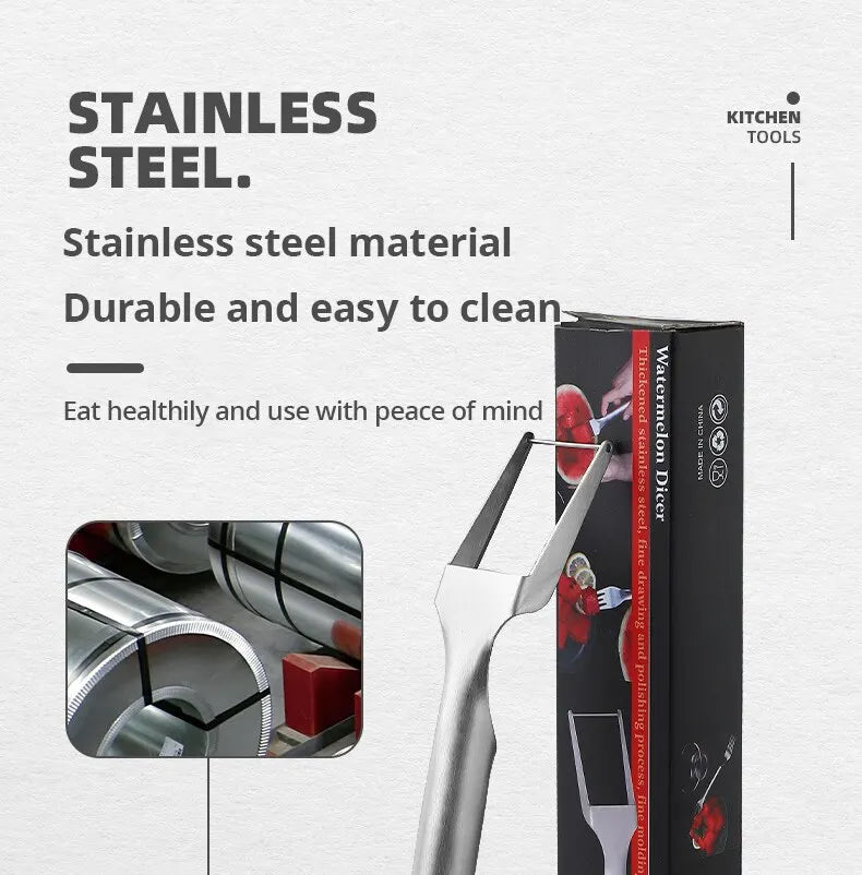 2-in-1 Watermelon Slicer & Fork – Stainless Steel Fruit Cutter
