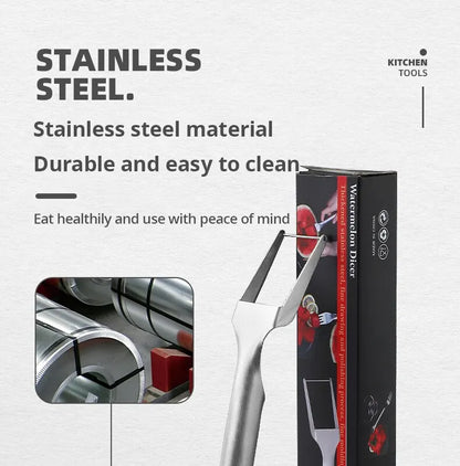 2-in-1 Watermelon Slicer & Fork – Stainless Steel Fruit Cutter