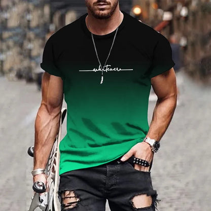 Men's Breathable T-Shirt - Lightweight Summer Outdoor Streetwear Top With Gradient Print
