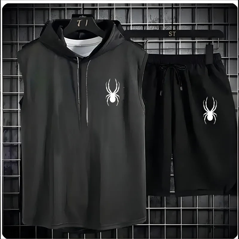 2025 New summer men's sleeveless set summer sports jersey set, men casual sports suit men's loose basketball suit summer tank to