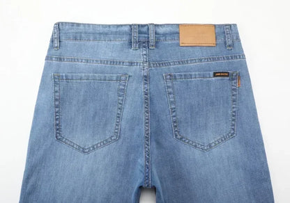2026 Summer Brand Clothing Men's Straight Loose Lightweight Jeans Classic Badge Business Casual Thin Cotton Stretch Pants