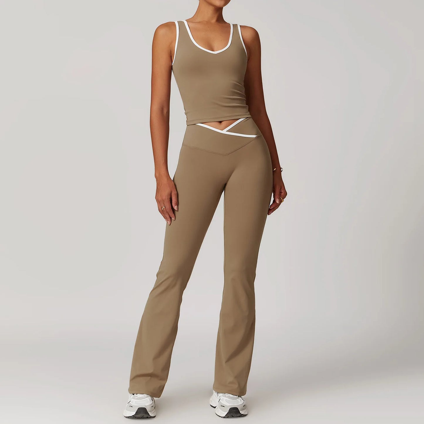 Yoga Workout Set – High Waist Leggings & Sports Bra Outfit | Breathable Fitness Sportswear