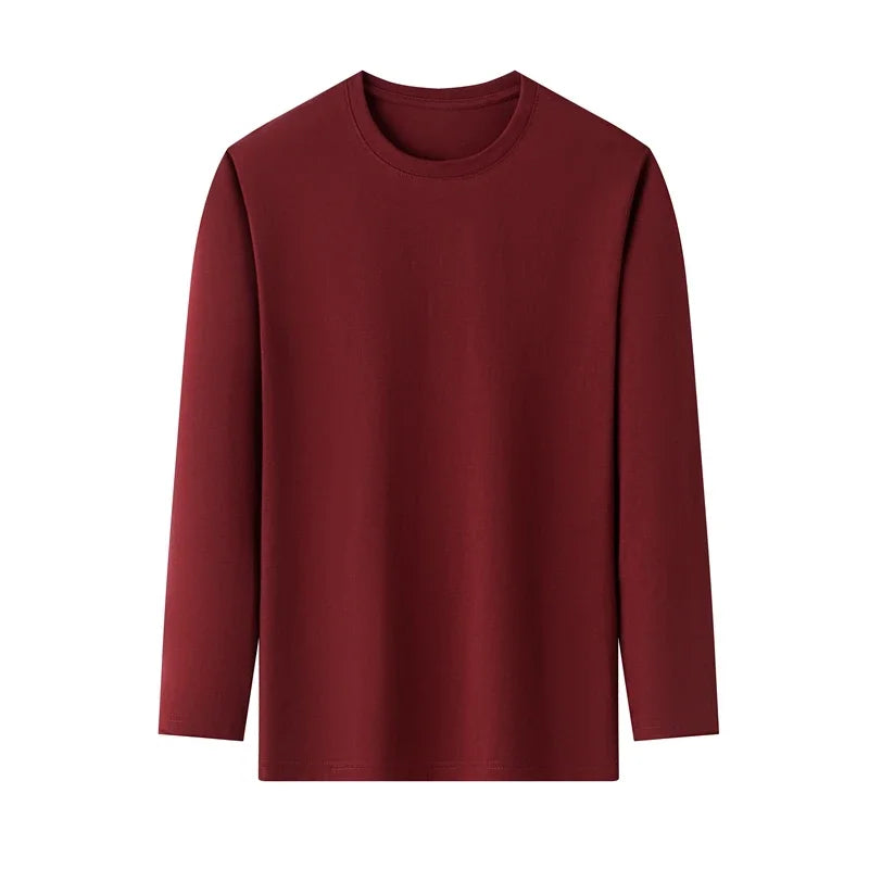 Men's Cotton T-Shirt - Long Sleeve Tee | Breathable Solid Color Shirt, Casual Summer Top