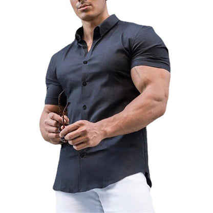 Summer Fashion Super Slim Fit Short Sleeve Shirts Men Classic Casual Dress Shirt Male Hipster Relaxed Luxe Formal Shirt