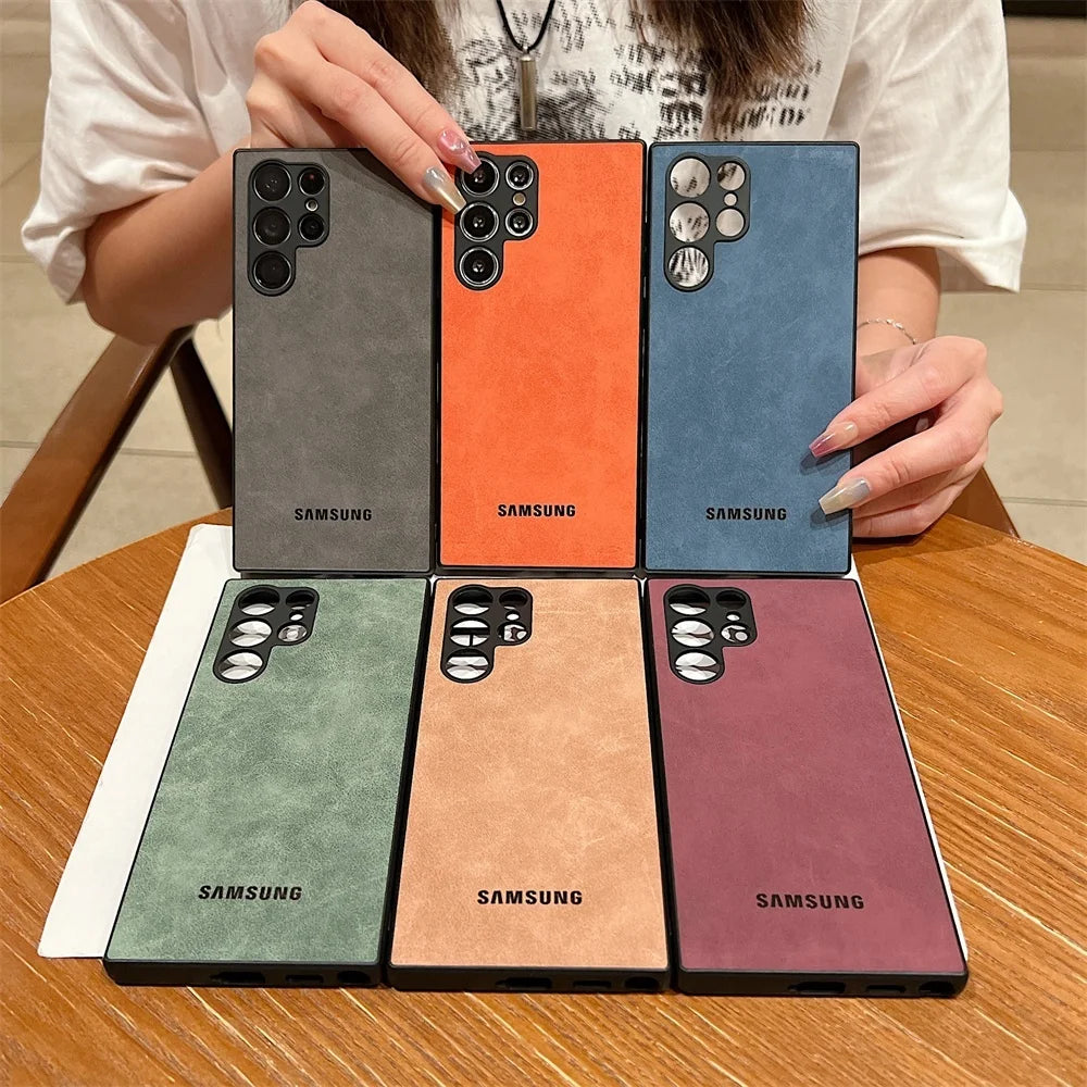 Luxury Lambskin Shockproof Case For Samsung Galaxy S26 Ultra Case S25 S24 S22 S23 Ultra Plus S23 FE Camera Protection Soft Cover