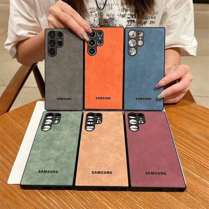 Luxury Lambskin Shockproof Case For Samsung Galaxy S26 Ultra Case S25 S24 S22 S23 Ultra Plus S23 FE Camera Protection Soft Cover