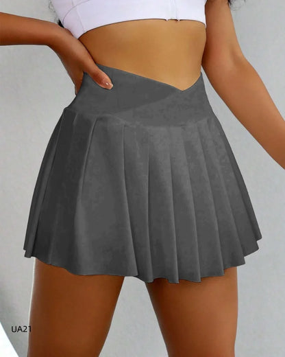 Womens Tennis Skirt with Pockets Crossover High Waisted Athletic Golf Skorts Running Workout Skirts 2 in 1 Fashion Streetwear