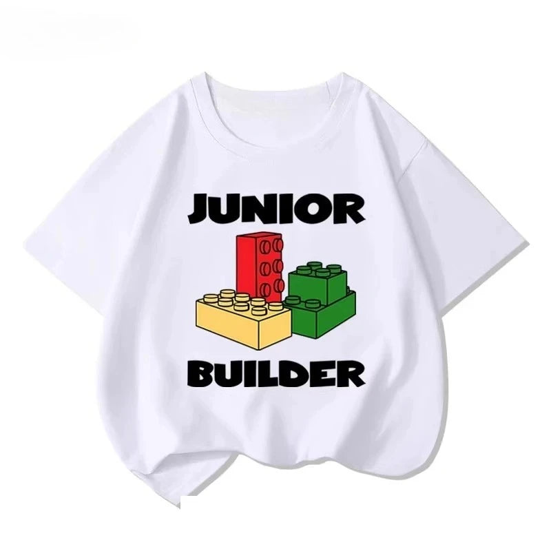 Lego educational cartoon print summer boys and girls 100% cotton short sleeved T-shirt