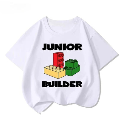 Lego educational cartoon print summer boys and girls 100% cotton short sleeved T-shirt