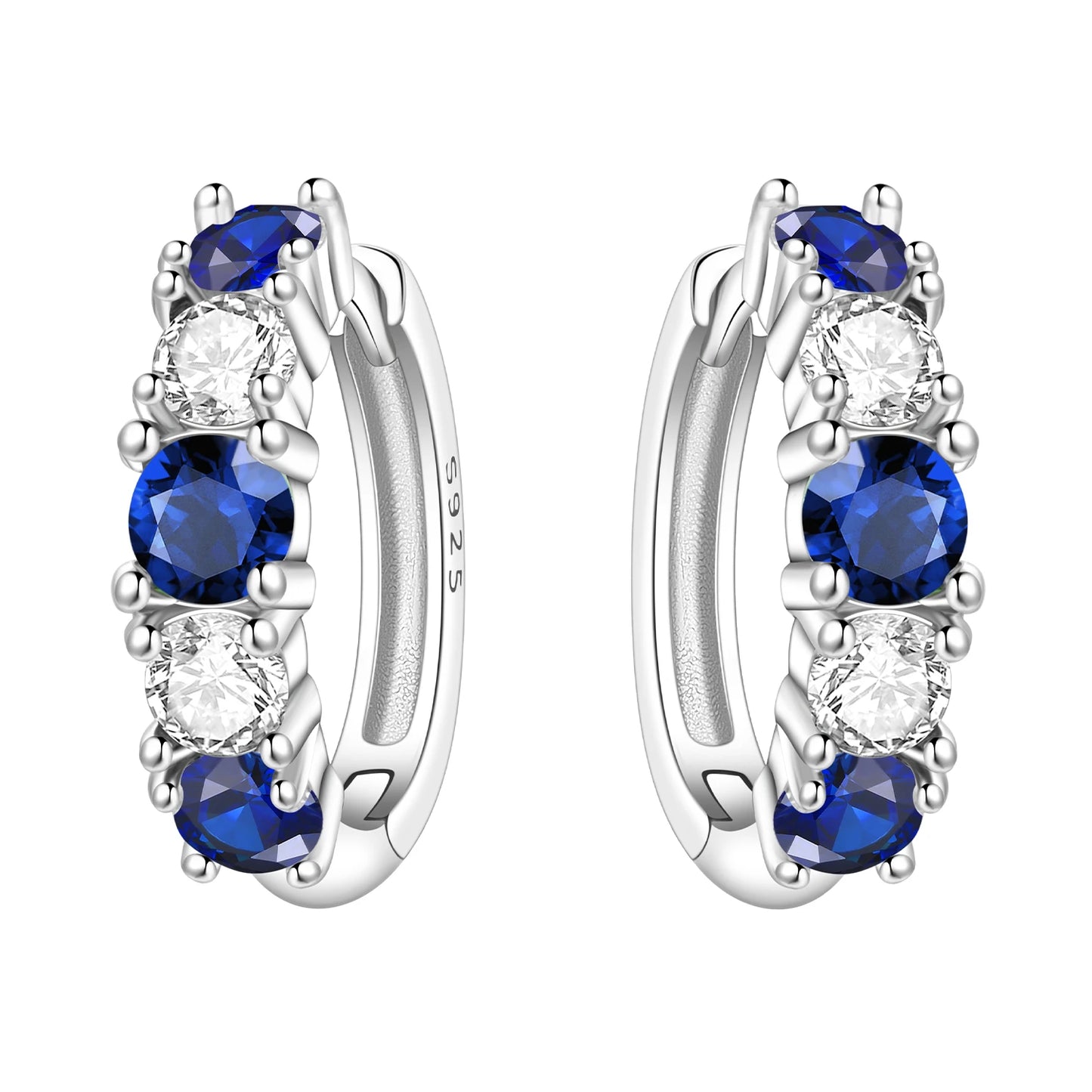 MISEFF Real 925 Sterling Silver Earring Gradual Change Green Blue Colored Zircon Hoop Earrings Engagement Wedding Jewelry Gifts