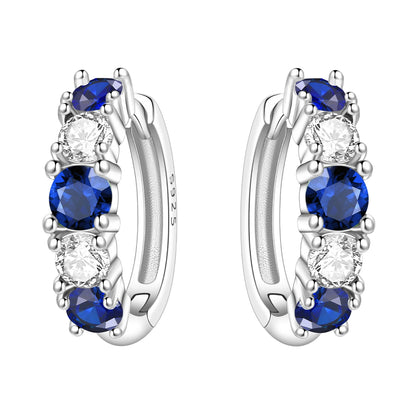MISEFF Real 925 Sterling Silver Earring Gradual Change Green Blue Colored Zircon Hoop Earrings Engagement Wedding Jewelry Gifts