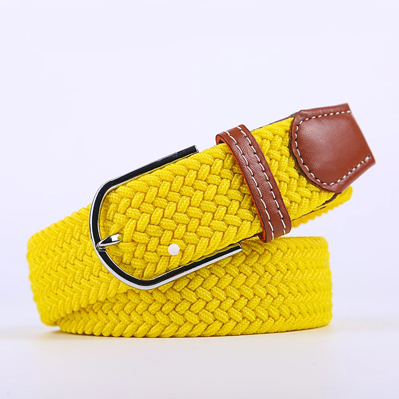 Unisex Stretch Jeans Belt - Casual Knitted Woven Canvas Pin Buckle