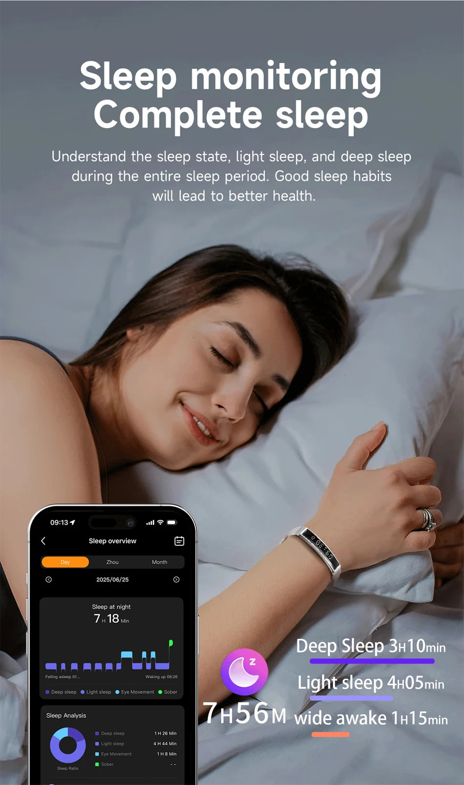 LIGE Ladies Smart Bracelet Men Health Sleep Heart Rate Monitoring Fashion Sports Band Fitness Tracker Smart Wristwatch For Women