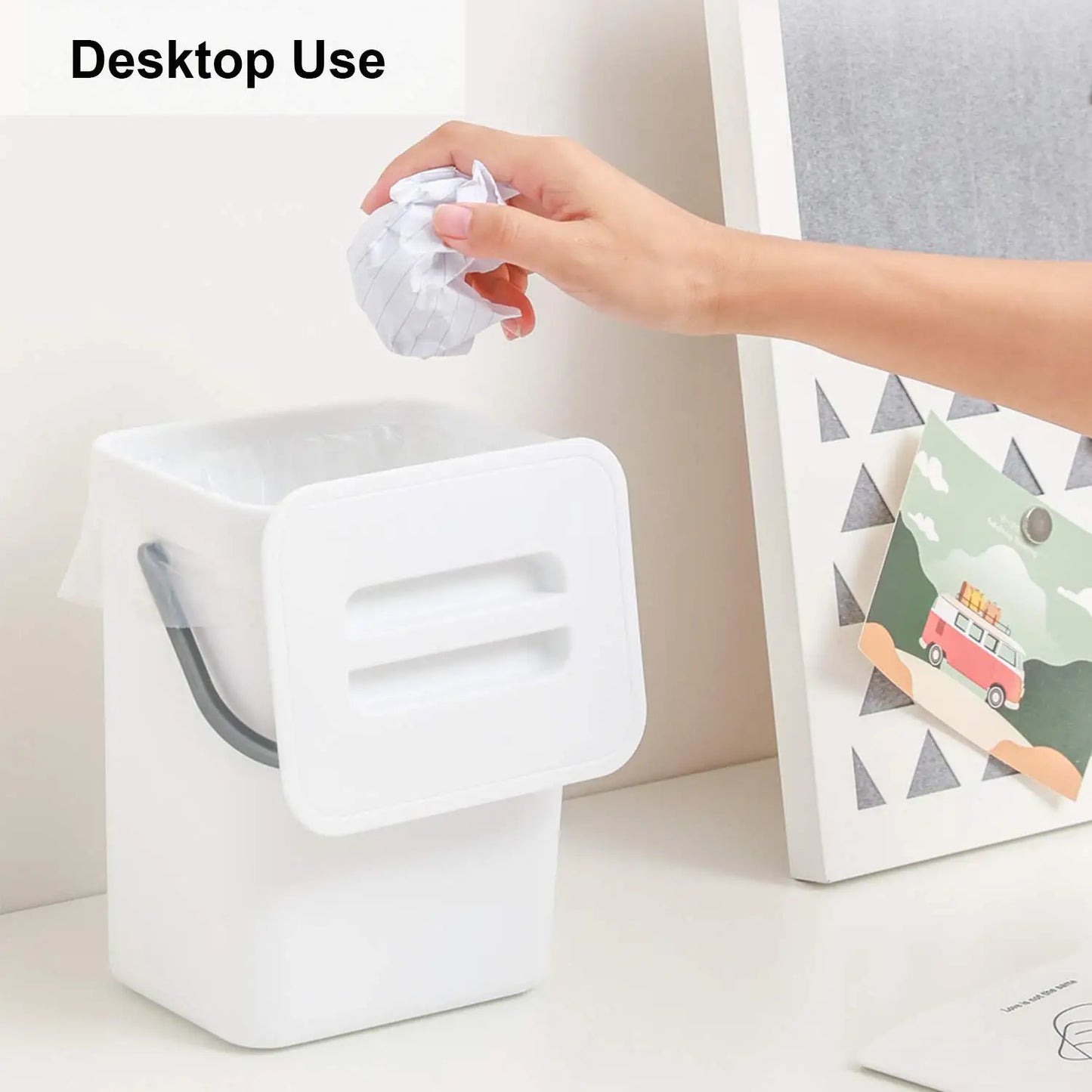 Hanging Small Trash Can with Lid - Under Sink Kitchen  Bathroom Waste Bin