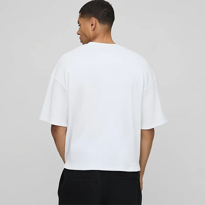 Basic Oversized Boxy Crew Neck T-shirt Mens Heavyweight 240GSM 100% Cotton Half Sleeve T-Shirts Summer Loose Sports Clothing