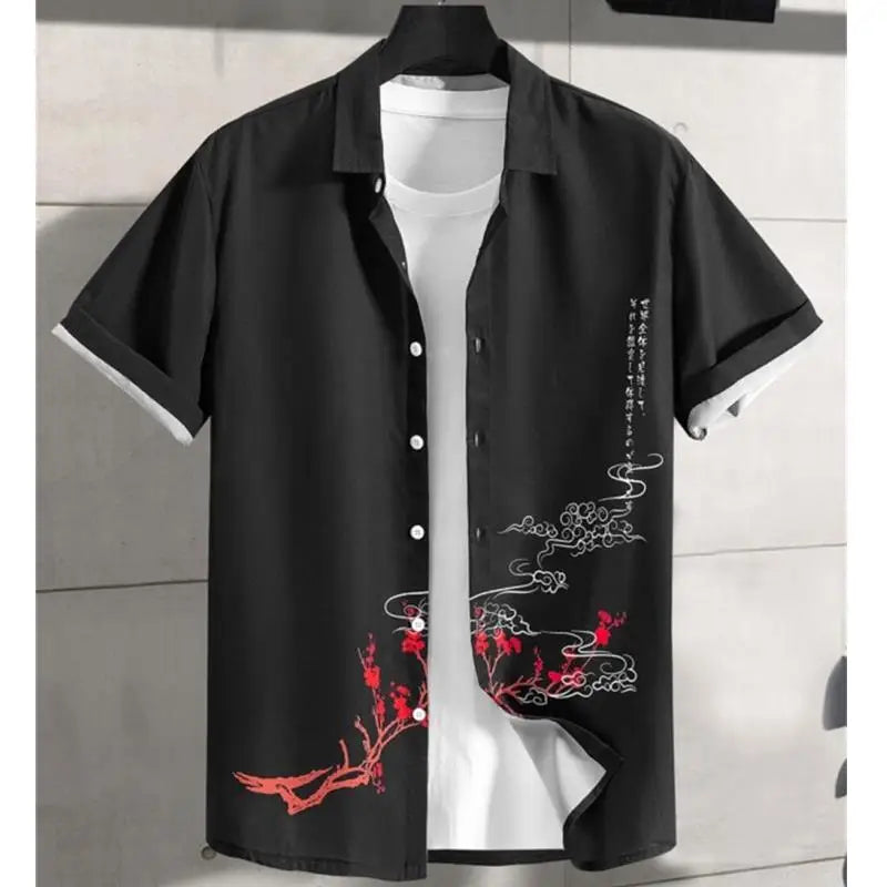 Hawaiian Men'S Shirt 3d Flower&Text Printing Beach Party Sweatshirt Loose Oversized And Blouse High-Quality Clothing