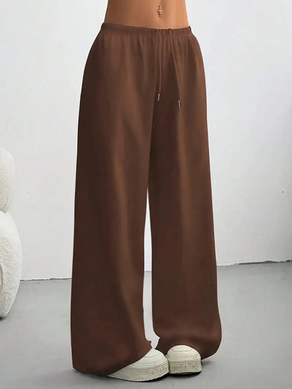 Ladies' Casual Wide Leg Jogging Pants, Drawstring Elastic Waistband, Comfortable Loose Fit, Spring/Summer/Autumn Styles
