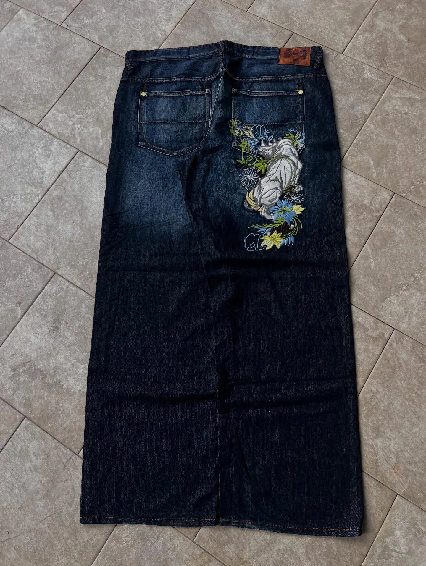 Y2K Vintage Printing Men Baggy Jeans Harajuku Trend Women Hip Hop Fashion Casual Joker Couple Wide-Leg Pants Streetwear