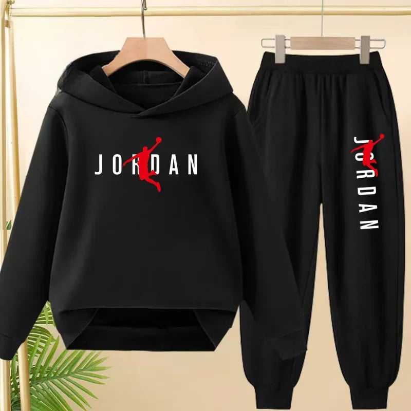 Children's Sportswear Set with Hoodie Sweatshirt And Long Pants Suitable for Kids Aged 3-13 Years Old for Engaging in Sports