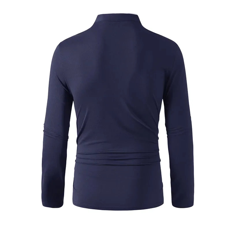Men's Long Sleeve T-Shirt – Breathable Polyester Knit Fabric Casual Summer Top