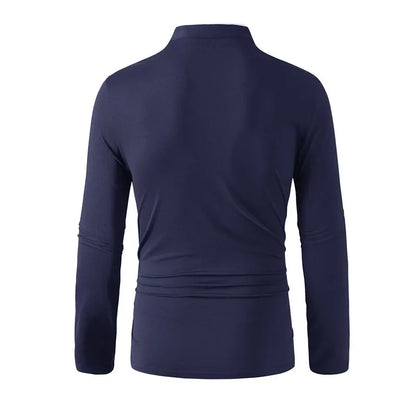 Men's Long Sleeve T-Shirt – Breathable Polyester Knit Fabric Casual Summer Top