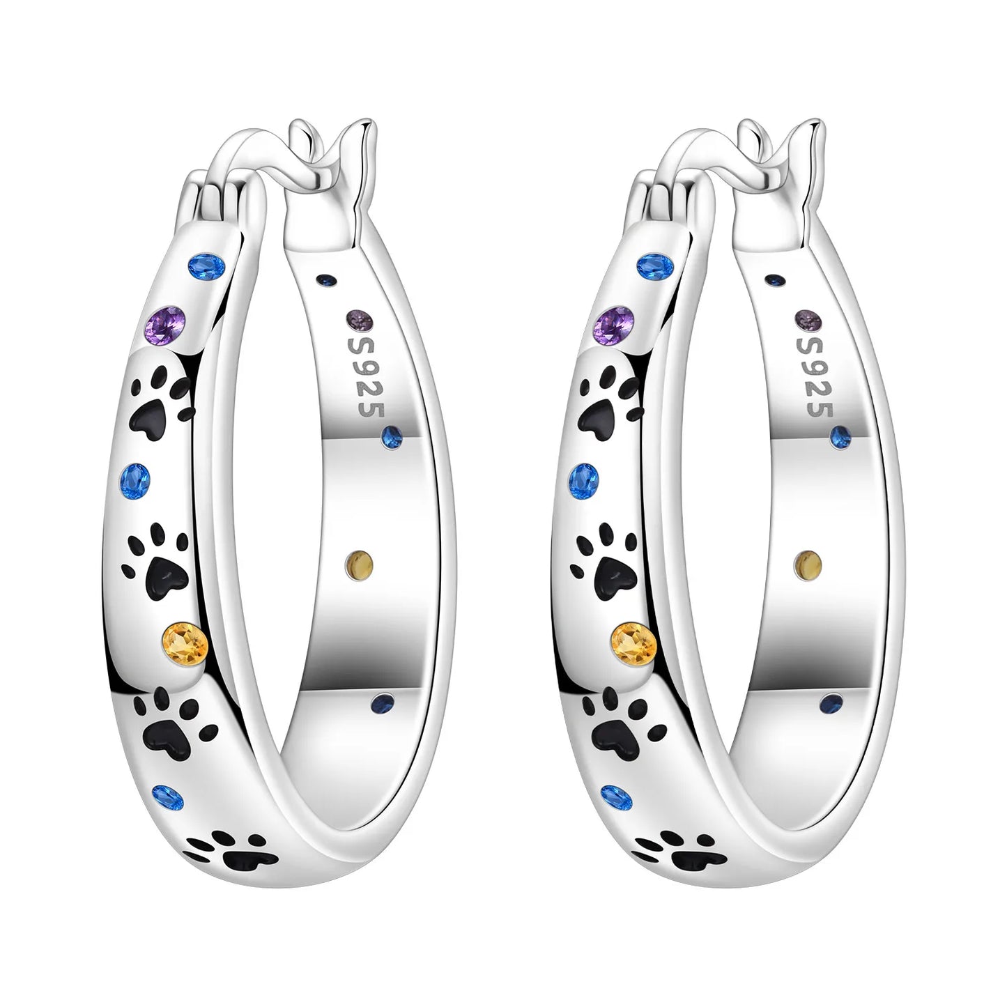 PANPOKI Original 925 Sterling Silver Blue Green Chameleon Earrings Women Hoop Earring Anniversary Jewelry Trendy Gifts
