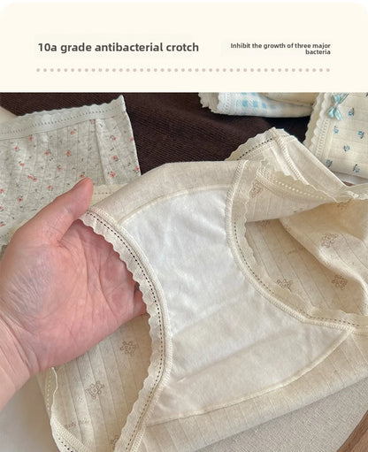 Fresh and Simple Style Class A Cotton 100A Antibacterial Extended Crotch Seamless Women's Triangle Underwear