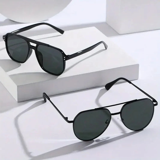 2pcs Unisex Classic Pilot Frame Casual Modern Simple Style Sunglasses For Men Daily Clothing Accessories Vacation Driving