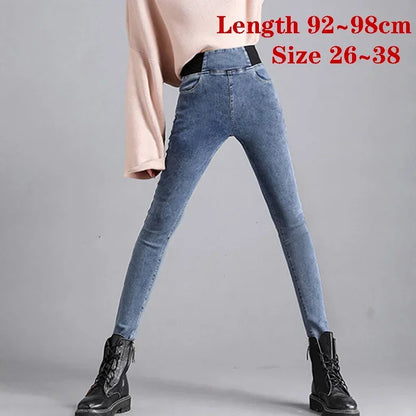 New Elastic Waist Skinny Jeans Women Spring Slim Stretch Denim Pants Vintage Pencil Vaqueros Mom Pantalones De Mujer PTKPCC