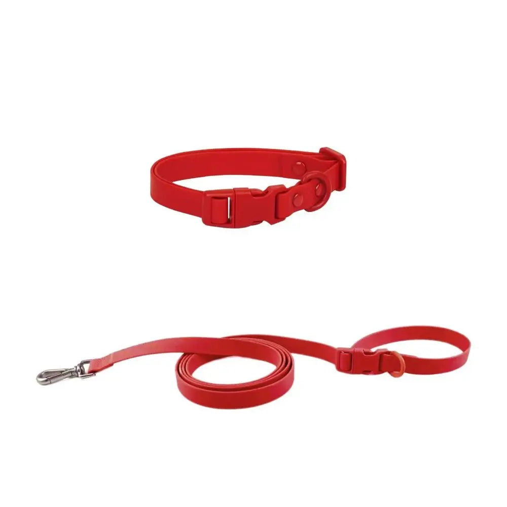 Adjustable Dog Collar Leash Set Waterproof Washable PVC Pet Collars Combo Dirt Resistant Quick Release Buckle Soft Dog Leashes