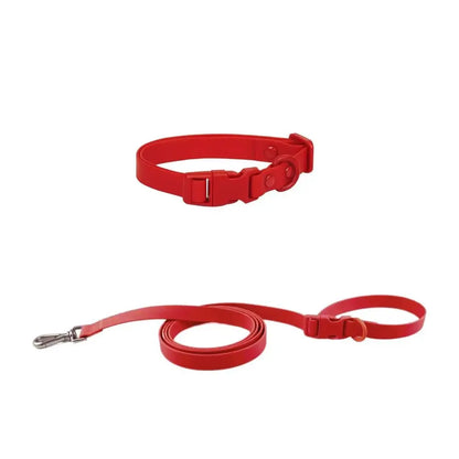 Adjustable Dog Collar Leash Set Waterproof Washable PVC Pet Collars Combo Dirt Resistant Quick Release Buckle Soft Dog Leashes
