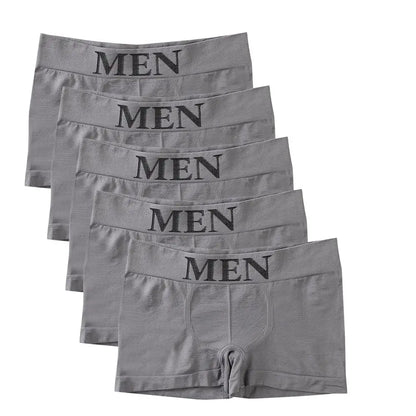 5PCS Thin High Elastic Men's Boxers Comfortable Plain Color Boxer Briefs Breathable Solid Underpants for Men