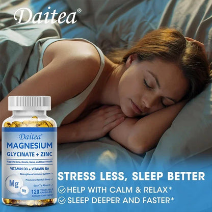 Magnesium Zinc & Vitamin D3 - Triple Supplement for Men and Women - for Sleep, Bones, Heart, Immune Support