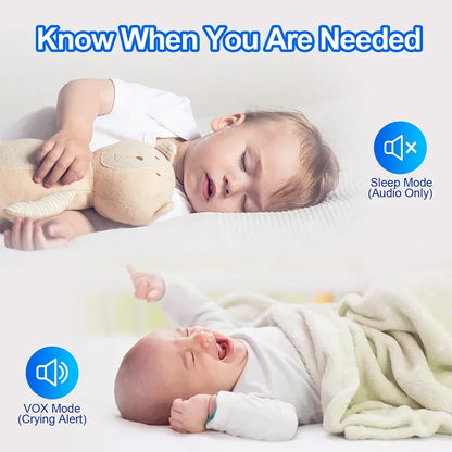 No WiFi 7 Inch Baby Monitor 2-Way Audio Night Vision 4X Zoom  Wireless Kids Protection Surveillance Video Camera 5000mAh Battery