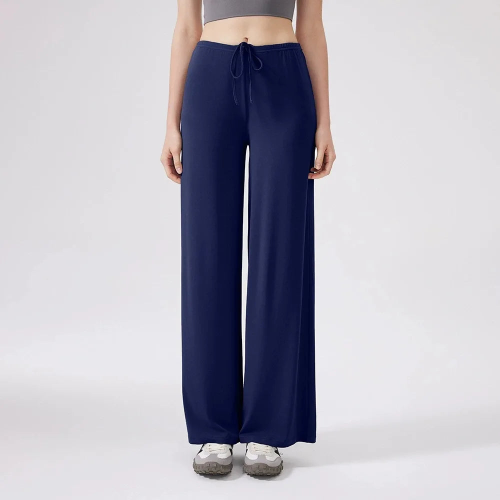 Women's Buttery Soft Wide Leg Yoga Pants - Elastic Waist, Cooling Breathable, Natural Drape Straight Leg Workout Pants