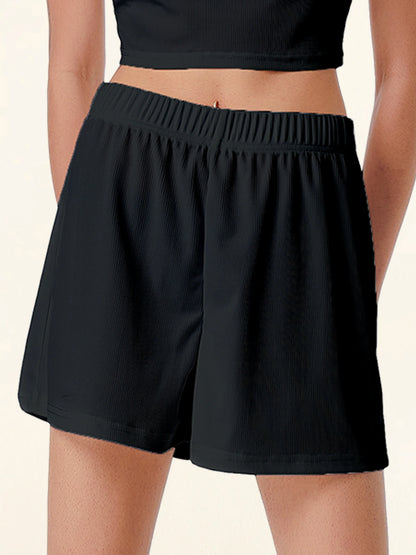 Casual Shorts Women 2024 New Summer Simple Comfortable Elastic Waist Cool Breathable Solid Color Casual Sports Five Quarter Pant