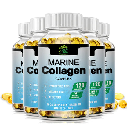 Greensure 60/120 Pcs Marine Collagen Capsules -  Supports Joints, Hair, Skin, Nails, Cartilage & Overall Health