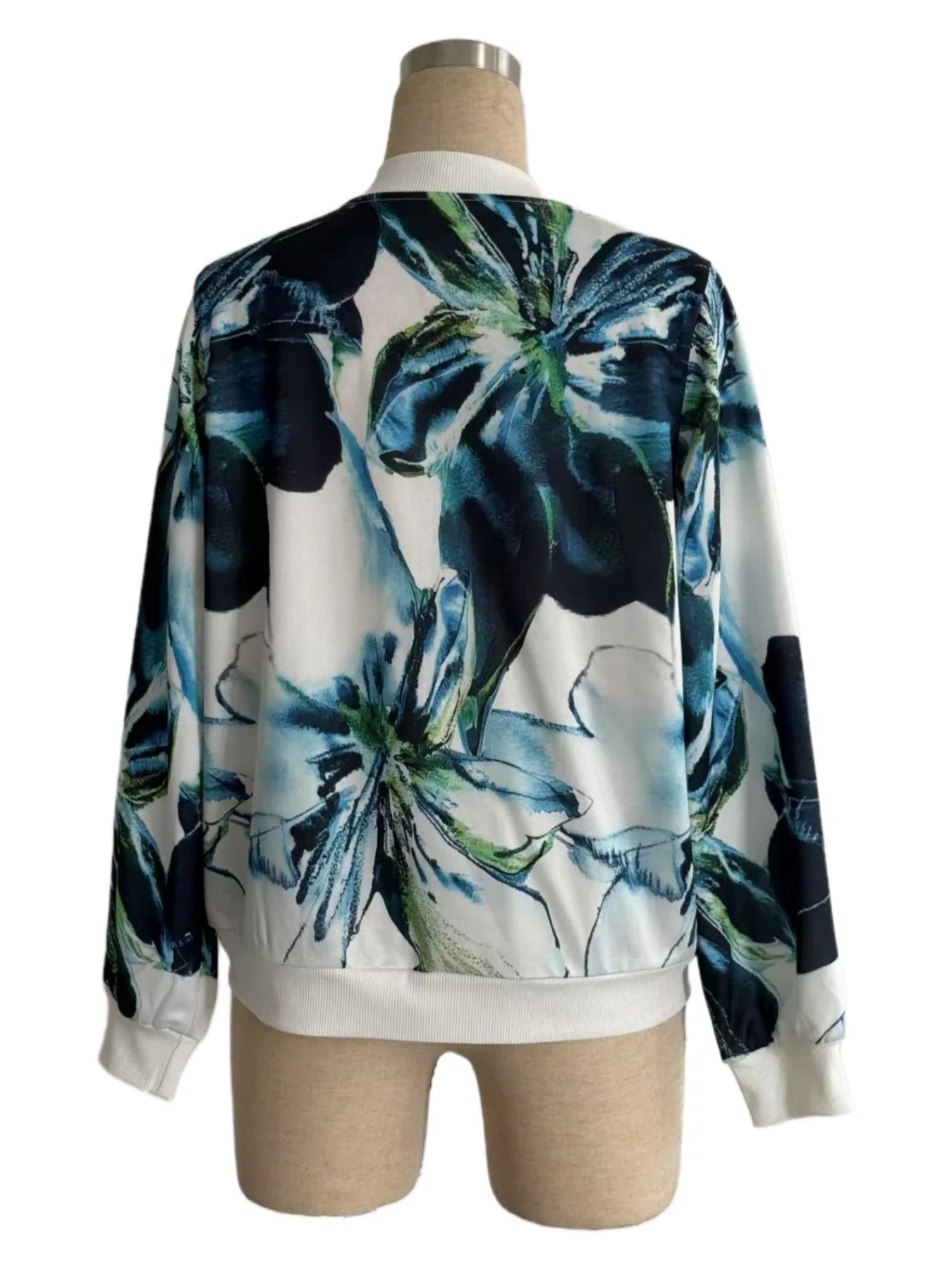 Baseball Collar Jacket – Women's Autumn Printed Zipper Outerwear Coat, Lightweight