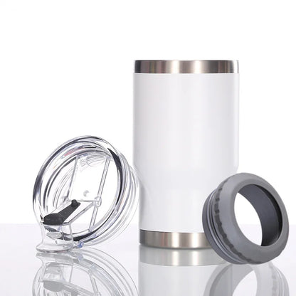 14oz Car Insulated Can Cooler, Universal Stainless Steel Double Lid Beer Cup Cooling Ice Water Bottles Insulated Slim Can Cooler