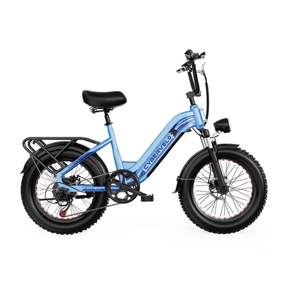 Cybervelo 20" Step-Thru Commuter, 1500W Peak 20ah Battery 80 Miles Long Range E-bike, 7-Speed Shift Adult Electric Bike EK12 EK8