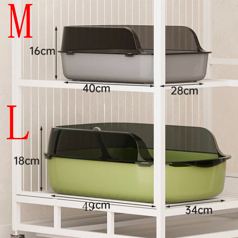 Semi-Enclosed Cat Litter Box - Splashproof Thickened Kitty Tray - ZOOMNSTORE