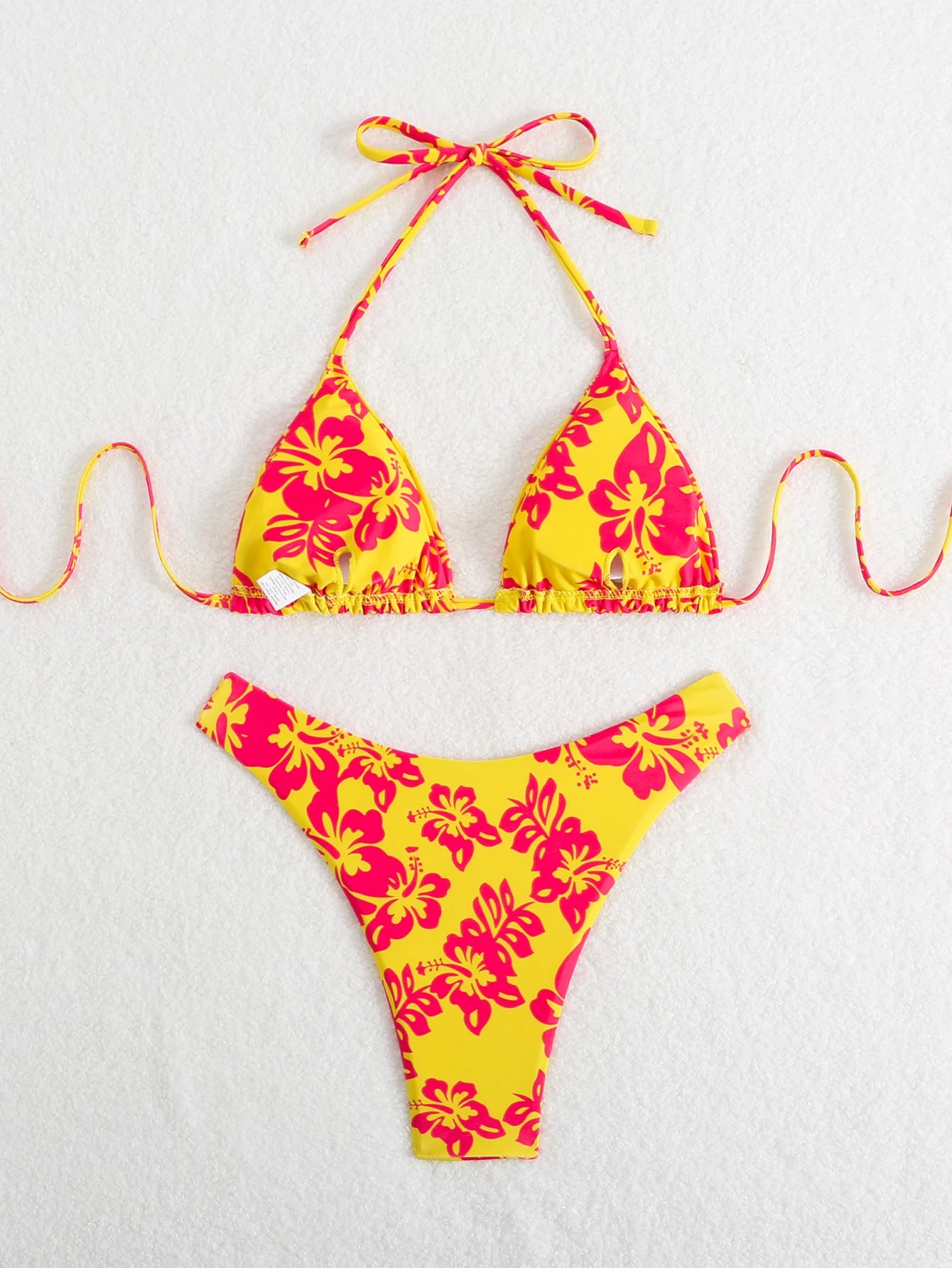 Retro Floral Bikini - High Waisted Lace Up Swimsuit | Summer Beachwear