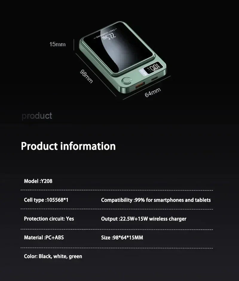 Lenovo 500000mAh Portable Magnetic Wireless Power Bank Fast Charger For Magsafe Auxiliary Battery For iphone Huawei Samsung 2027