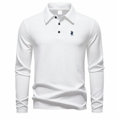 High end fashion polo shirt embroidered long sleeved men's clothing autumn new comfortable and breathable casual brand T-shirt
