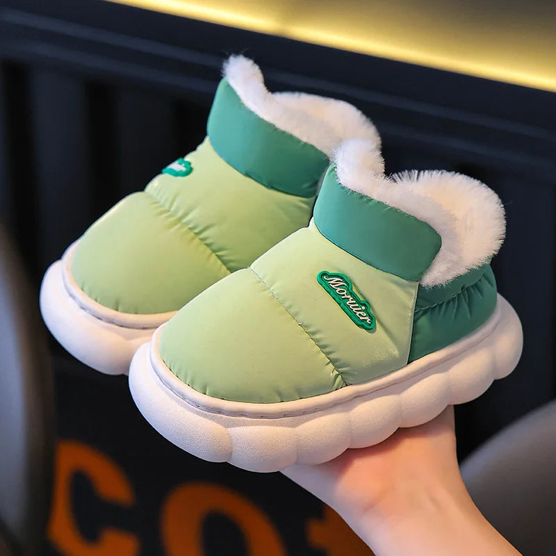 Children Winter Slippers - Waterproof Kids Cotton Slippers | Warm Woolen Home Shoes
