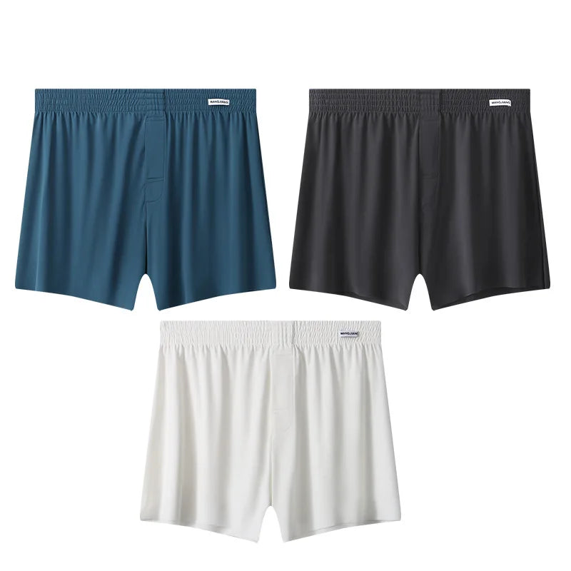 Mens Boxer Shorts Large Size - Ice Silk Breathable Sleepwear Pants | Loose Fit Boxers