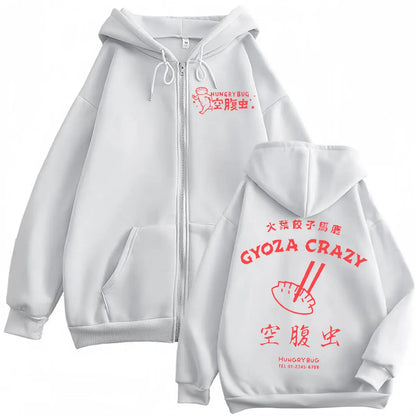 Dorohedoro Gyoza Crazy Hungry Bug Anime Zipper Hoodies Fashion Vintage Zip Up Pullovers Men's Women's Harajuku Manga Sweatshirts