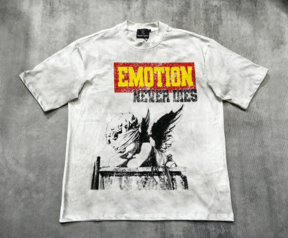 141# New fashion trend brand MIXEDEMOTION printing Shirt Streetwear Cotton Loose Round Neck Oversized Tee Top men t-shirt